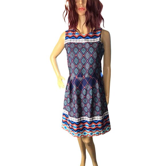 Jade Melody Tam Sleeveless Shift Dress XS kaleidoscope Print Retro 70s Vintage - Picture 2 of 9